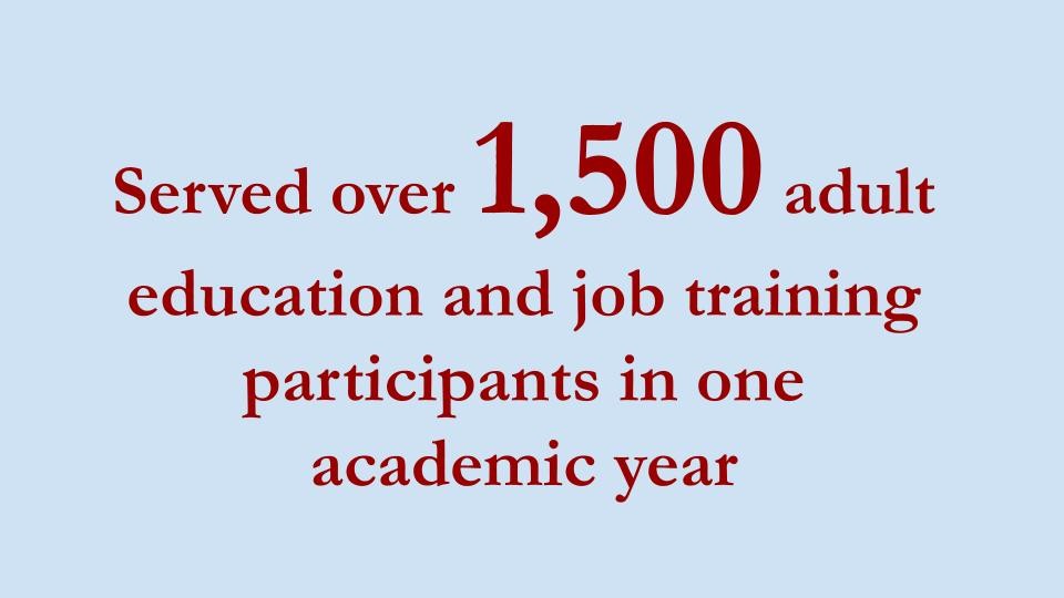 Served over 1,500 adult education and job training participants in one academic year
