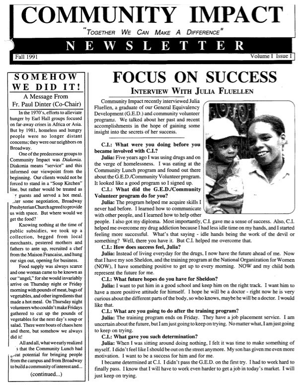 Community Impact Fall 1991 newsletter image