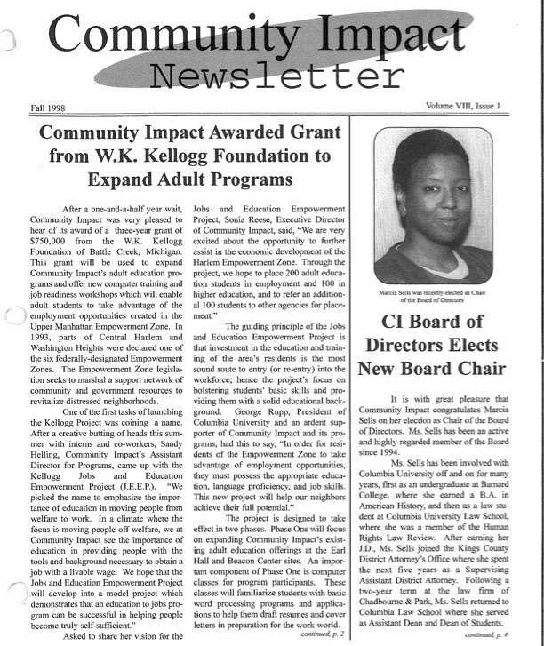 Community Impact Fall 1998 newsletter image