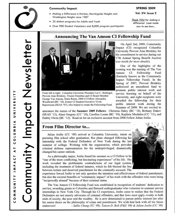 Community Impact Spring 2009 newsletter image