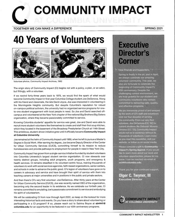 Community Impact Spring 2021 newsletter image
